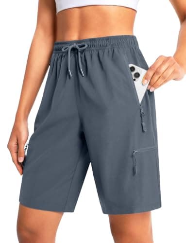 Cyasundent Women's 9" Hiking Cargo Shorts Lightweight Stretch Quick Dry Athletic Golf Summer Bermuda Shorts for Women (Dark Grey_XXXL) - Image 1