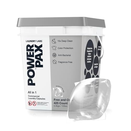 PowerPax Power Pellets Laundry Detergent Capsules, Free and Clear Unscented, 425 Count – Stain Remover, Odor Eliminator, Color Protection and Fabric Softener for Everyday Laundry Cleaning - Image 1