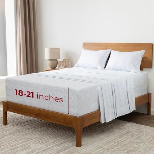 Mellanni Extra Deep Queen Sheets - 4 PC Iconic Collection Bedding - Hotel Luxury, Ultra Soft, Cooling Bed Sheets - Wrinkle, Fade, Stain Resistant (Queen, Laced Sky Blue) - Image 1