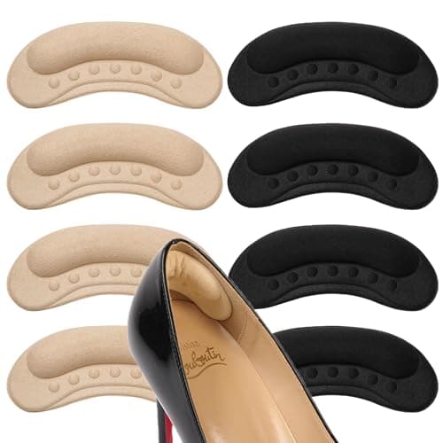 Heel Pads for Shoes that are Too Big, Heel Grips & Cushion Inserts for Women and Men, Non-Slip Heel Protectors to Prevent Blisters, Heel Slipping, Friction and Pain (4 Pairs, Beige/Black) - Image 1