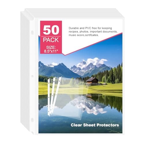 Sheet Protectors 50 Pack | Fits 8.5x11 Paper & 3-Ring Binders | Glare-Reducing Textured Surface with Reinforced Edges | Acid-Free Top-Loading for Home, School & Office - Image 1