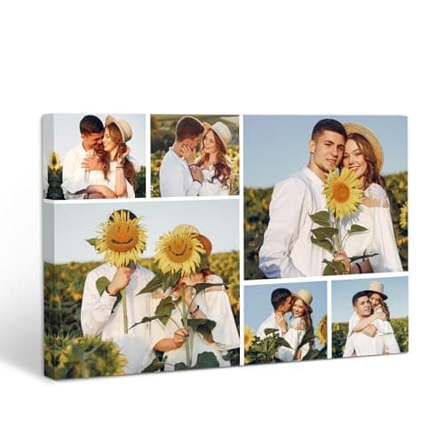 Unite Stone Custom Canvas Prints with your photos collage, Personalized Wall Art for Family Home Office Wedding Decor, Customized Gifts for Valentine's Day Wedding (6 Photos) - Image 1