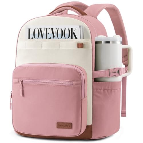 LOVEVOOK Laptop Backpack for Women with 40oz Tumbler Holder, Lightweight School Backpack Fits 15.6 Inch Laptop, Cute College Backpack for Work, Travel & Daily Commute - Image 1
