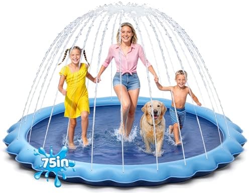 Meowant Splash Pad for Kids and Pet, Not-Slip Sprinkler Play Mat for Toddler and Dog, Summer Toys, Outdoor Backyard Baby Pool and Dog Pool, Children and Pet for Outside, 75" - Image 1