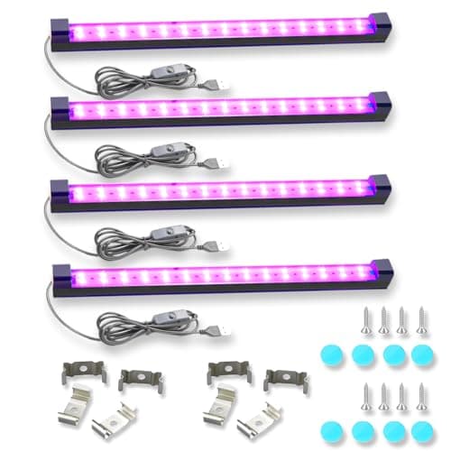 roperry Black Light Bar 10W 1ft LED Blacklight for Fluorescent Tapestry Poster Body Paint Glow Party UV Strip Lights for Cabinet and Display Magnetic (4 Pack) - Image 1