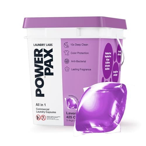 PowerPax Power Pellets Laundry Detergent Capsules, Lavender, 425 Count – Stain Remover, Odor Eliminator, Color Protection and Fabric Softener for Everyday Laundry Cleaning
