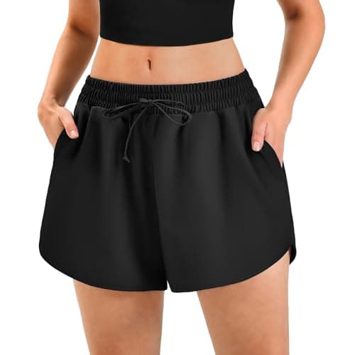 Ipletix Women's Athletic Running Shorts with Pockets - Quick Dry High Waisted Gym Sports Workout Shorts 2.5" Black M - Image 1