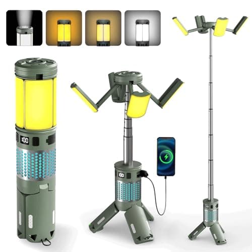 Telescopic Camping Lights, Rechargeable Camping Lights with Stand,12000mAh Collapsible Camping Lanterns, Magnetic Base Portable Flashlights IPX5 Waterproof for Camping,Hiking,Emergency Use - Image 1