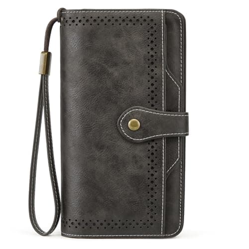 S-ZONE Wallets for Women Leather RFID Blocking Small Phone Wristlet Purse with Card Slots Womens Wallet Card Holder - Image 1