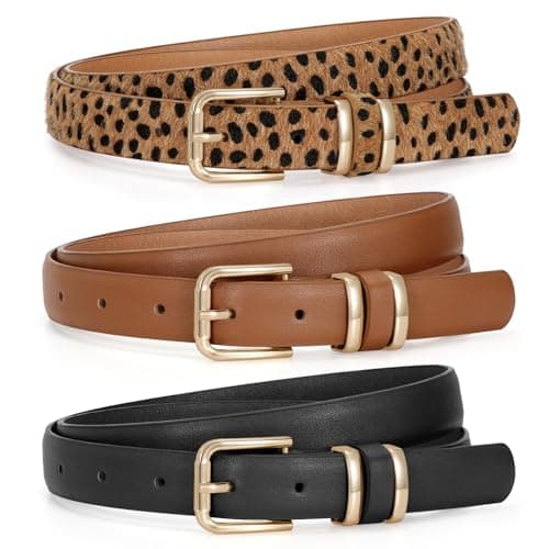 JASGOOD 3 Pack Womens Belts Leopard Print for Jeans Pants Ladies Leather Waist Belt Fashion Trend Leopard Print Belt with Gold Buckle - Image 1