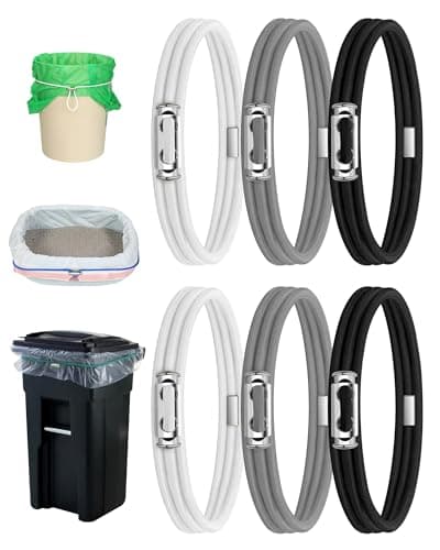 Garbage Can Rubber Bands Cord Lock Adjustable Design Trash Can Bands Fits 4-33 Gallon Trash Cans (6pcs (black,grey,white)) - Image 1