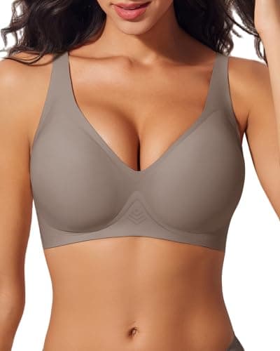 LIIJOO Push Up Bras for Women Wireless Deep V Sports Bra Seamless Comfort Bralette No Underwire Supportive Sexy Lift Everyday Workout Bra(Ash Gray, 2XL Plus Size) - Image 1