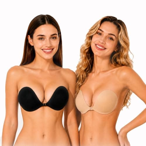 XQQXQQ Adhesive Bra with Sweat Channel,Cooling Push Up Reusable Invisible Backless Sticky Bra for Summer Wedding Party Dress (US, Cup Band, B) - Image 1