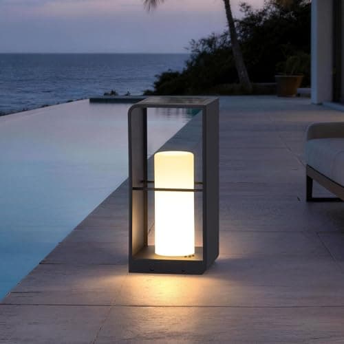 MVBT 17" Tall Solar Floor Lamp, 3000K LED Solar Lanterns Outdoor Waterproof, Modern Outdoor Lights for Patio, Large Pathway Lights Solar Powered, Dusk to Dawn Floor Lamps for Yard Pathway Garden Porch - Image 1