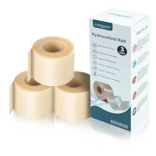 Lwqqsay Hydrocolloid Roll for Wound Care,Hydrocolloid Bandages,Hydrocolloid Dressing with Self-Adhesive,Medical Grade Hydrocolloid Roll, First Aid Kit Essential (2in*16.4ft, Count, 3)