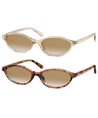 QALLY Retro Oval Womens Sunglasses Cat Eye Sunglasses for Women: Chic 90s Sunnies Lightweight Trendy UV protection Sun Glasses - Image 1