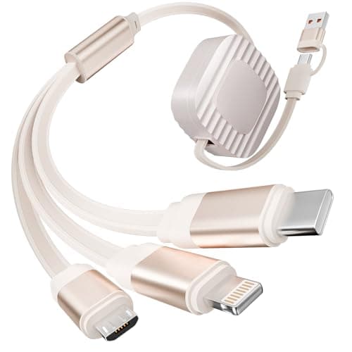 100W Multi Charging Cable, 3 in 2 Retractable Charging Cable, Retractable Car Fast Charger Cord with Type C/L/Micro USB Ports for iPhone 17 16 15 14 Pro Max, S24/S23, MBook,Car Accessories for Women - Image 1
