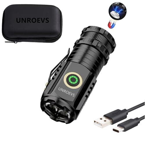 UNROEVS Mini Flashlight 2550 Lumens Rechargeable USB C Charging, Small EDC Flashlight 5 Modes, Pocket Light with Clip, Magnetic Flashlight for Outdoor,Gifts for Home,Camping, Hiking,Emergency - Image 1