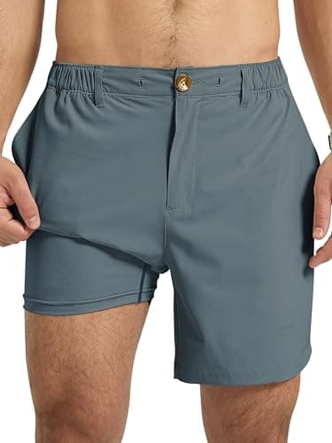 Arcweg Mens Casual Shorts 6 inch Inseam Stretch Golf Shorts Water Friendly Active Hybrid Shorts Regular Fit Slate Blue - Image 1