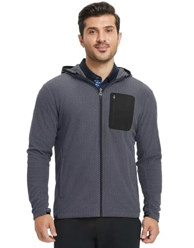M MAELREG Mens Winter Zip-Up Hoodie Jacket Lightweight Stretch Double-Sided Fleece with 5 Pockets for Outdoor - Image 1