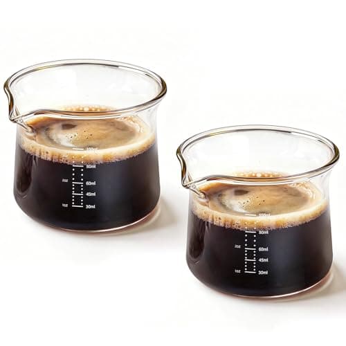 YARRAMATE Espresso Cups Set of 2, 3.4oz/100ml Glass Espresso Shot Cups with Spout, Flared Rim Double Coffee Demitasse Cups for Coffee Extraction (2 Pack) - Image 1