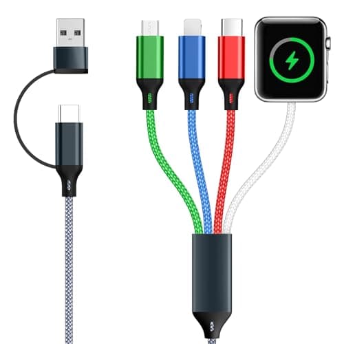 4-in-2 Multi Charging Cable for Apple Watch Charger - Portable USB C Charger for iPhone 17 Pro Max, Airpods, Travel Essentials - Image 1