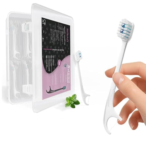Pinkart Mini Disposable Toothbrushes with Toothpaste, Pre-Pasted Travel Toothbrush with 2 Mint Beads, Individually Wrapped Single-Use Toothbrush for On-the-Go & Travel (48 Count) - Image 1