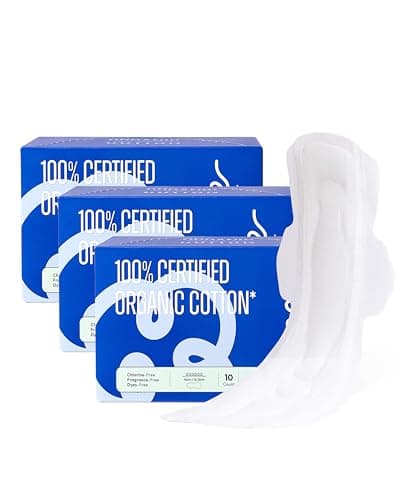 100% Organic Super Long Overnight Pads with Wings, Extra Heavy Sanitary Pad for Women Ultimate Absorbency, Ultra Thin Extra Coverage Cotton Period Menstrual Pads (Extra Long Overnight, Size 6, 30ct) - Image 1