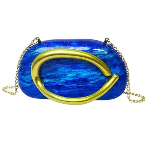 CVCoin Prom Purse,Blue Evening Bag,Acrylic Clutch Purses for Women,Shoulder Bags Handbags for Wedding Party. - Image 1