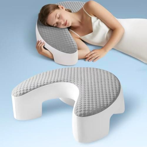 Baigee Side Sleeper Pillow for Adults with Arm Hole – Pillow for Side Sleepers to Improve Breathing, Relieve Neck, Shoulder and Knee Pain, Reduce Facial Compression (Grey,17"x21")