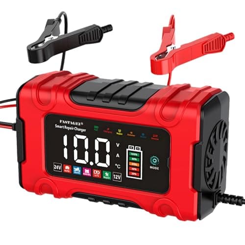 FASTAGEI LiFePO4/Lead Acid Battery Charger Smart Battery Trickle Charger 12V/24V 10A/5A Automotive Battery Maintainer Desulfator Temp Compensation for Car Truck Motorcycle Lawn Mower Marine RV - Image 1