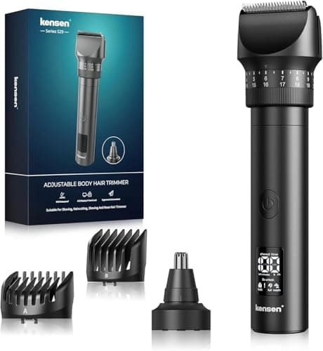 Beard Trimmer for Men - Professional 42 Adjustable Length Settings Hair Clippers, Christmas Gift Body Hair Trimmer for Men Precision Shaving Facial Head Nose Trimmers LED Display Mustache Trimmers - Image 1