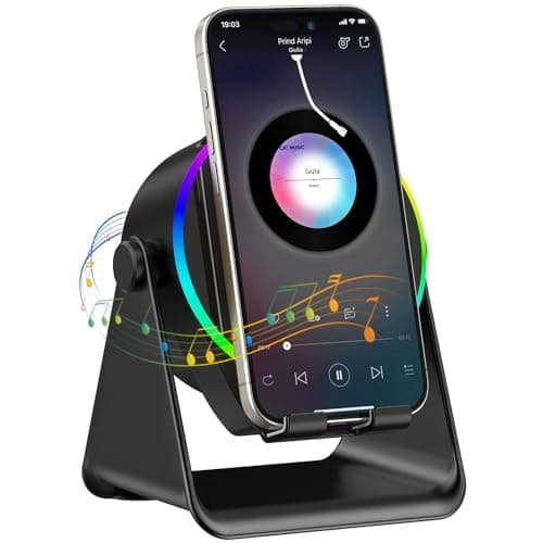 TARKARI Wireless Induction Speaker, 5 in 1 Bluetooth Speaker, 360° Rotation Cell Phone Stand and Colorful Ambient Light, Compatible with iPhone iPad Android Tablet, Birthday Gifts for Him Women Men - Image 1