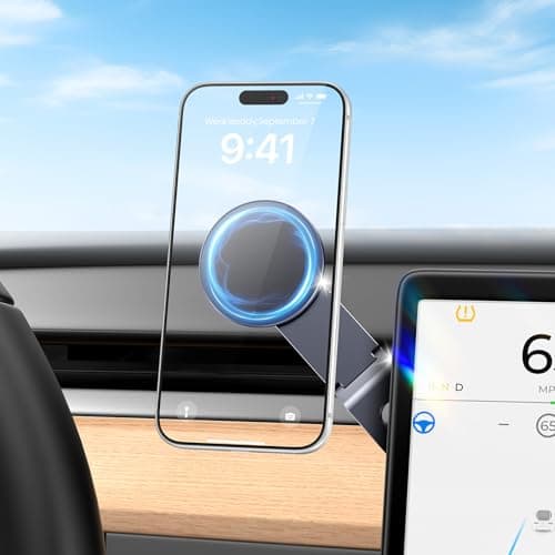 Kaisepoch Tesla Phone Mount for Magsafe: Tesla Car Phone Holder for Tesla Model 3/Y Accessories 【Strongest N52 Magnet + 360° Adjustable】 Foldable Hidden Car Mount Magnetic iPhone & Android - Image 1