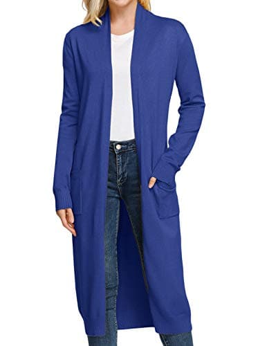 GRACE KARIN Plus Size Blue Cardigan Lightweight Spring Outfits Long Winter Coats with Pockets Casual Basics Womens Clothing - Image 1