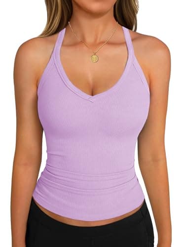 GKBK Racerback Tank Top for Women Spaghetti Strap V-Neck Layering Cami - Image 1