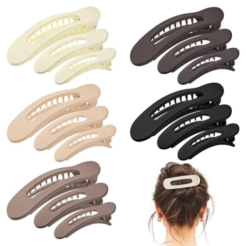 15 PCS Flat Hair Clips, Neutral Color Flat Claw Clips 3 Sizes Hair Claws for Women Girls Thin Hair Medium and Small Hair Clip, Birthday Mothers Day Gifts - Image 1