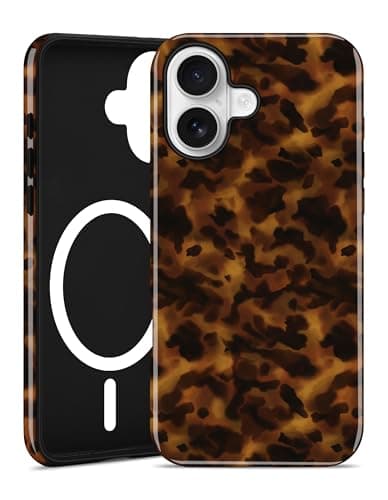 Aitipy Magnetic Little Tortoise Shell Phone Case for iPhone 15 Pro, Compatible with MagSafe, Cute Brown Aesthetic Leopard Print Soft TPU Hard PC Shockproof Protective Phone Cover for Women Girls - Image 1