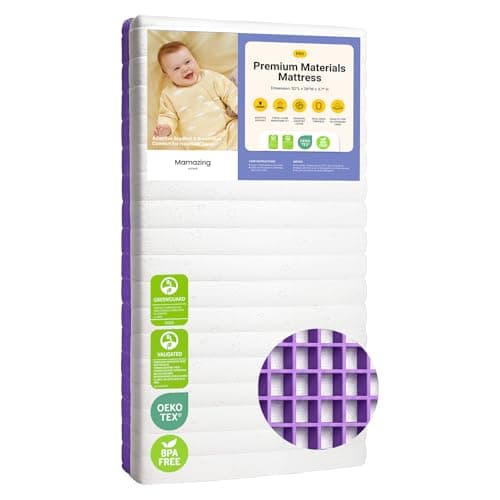 MAMAZING Aerobase Pro Baby & Toddler Crib Mattress – 2 Stage Breathable Mattress, Temperature Balance Fabric Cover, 100% Washable, Oeko-TEX, GREENGUARD Gold & SGS Certified, 52" × 28" × 3.7" - Image 1