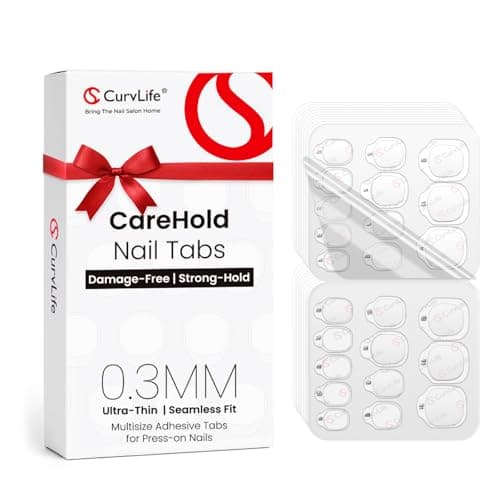 Curvlife CareHold Strong Hold Nail Adhesive Tabs for Valentine Press On Nails – 10 Sheets 240pcs 12 Sizes, 0.3mm Ultra Thin Waterproof Breathable Nail Glue Stickers, Daily Wear and Gentle Removal - Image 1