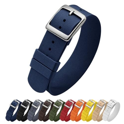 ULLCHRO Watch Strap FKM Rubber Watch Strap 20mm Waterproof Silicone Replacement Band 22mm, Soft Rubber for Man Watch Band (21mm, Navy Blue) - Image 1