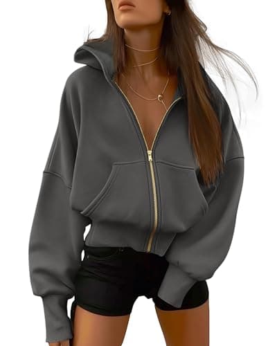 BTFBM Hoodies For Women Sweatshirt Fall Fashion Clothing 2026 Long Sleeve Fleece Jacket Winter Outfits Y2k Zip Up Hoodie(Dark Grey, X-Large) - Image 1