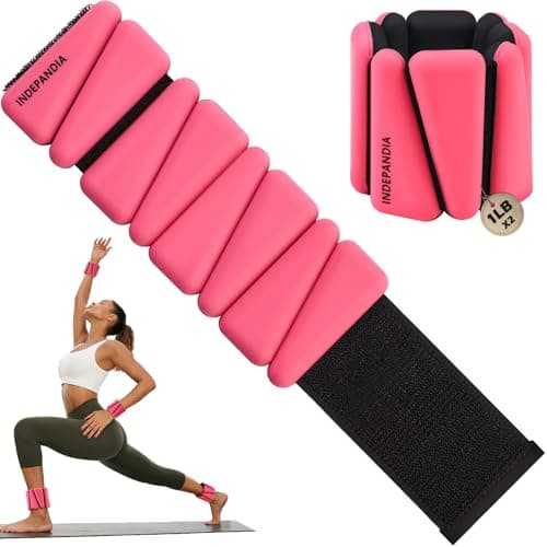 INDEPANDIA Wrist Ankle Weights for Women & Men, 2lbs Adjustable Weighted Bangles to Boost Calorie Burn & Strength, Arm & Leg Weights for Pilates, Yoga, Walking, Barre, Gym & Home Workout Hot Pink - Image 1
