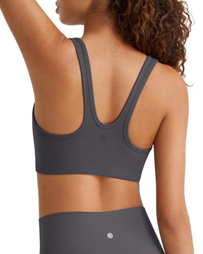 G4Free Medium Impact Sports Bra Women Wide Straps with Removable Pads U Neck Gym Yoga Pilates Casual Y Back Bras Crop Tank(Dark Gray,S) - Image 1
