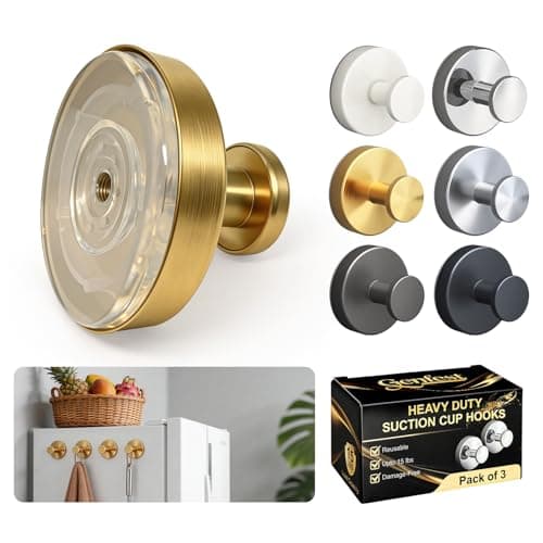 Genfest Suction Cup Hooks, Shower Hooks No Drill, Heavy Duty Wall Hooks for Hanging 15lbs, Reusable Waterproof Towel Hooks for Bathrooms Kitchen Glass Door Tile, Stainless Steel Hook Holder 6 Pack - Image 1