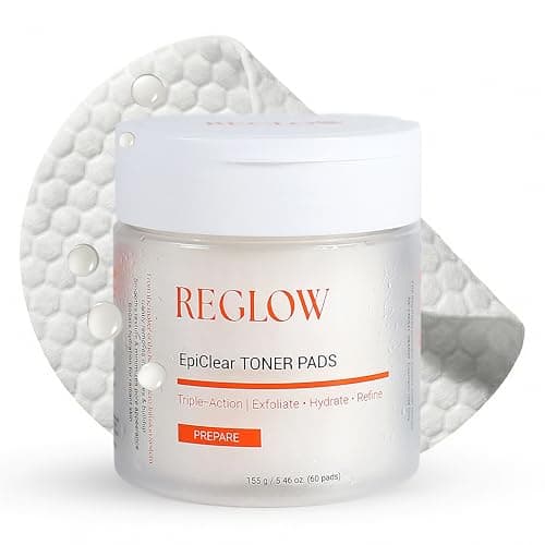 ReGlow EpiClear Toner Pads – Exfoliating Facial Pads with PHA, AHA, BHA & Niacinamide – Pore Care, Hydrating & Resurfacing Daily Peel – Clinic-Inspired Skincare for Smooth Texture 60 Pads (1 pack)
