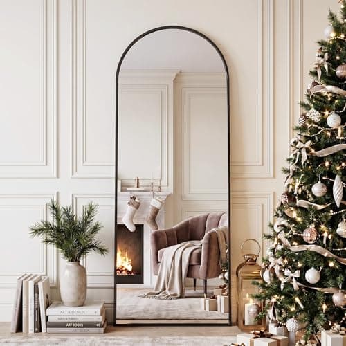 Novlux Full Length Mirror, 58" x 21" Arched Full Body Mirror Large Standing Floor Mirrors, Mirrors for Bedroom, Bathroom, Living Room Standing or Wall Leaning, Black - Image 1