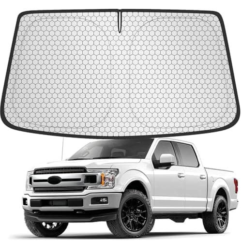 TOOWitt Custom Fit Windshield Sun Shade for Ford F-150 / F-250 / F-350 (2015–2026), Edge-to-Edge No-Gap Fit, Blocks Heat & UV, Protects Interior, Foldable Truck Sunshade