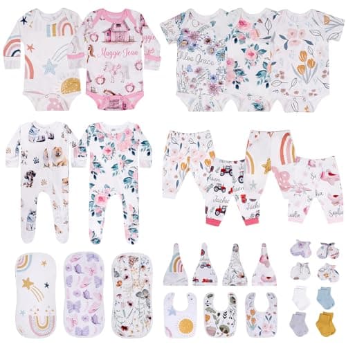 littogoose 30 Piece Newborn Layette Gift Set for Girls, 0-6 Months Baby Clothes Set for Infants Essentials, Baby Shower - Image 1