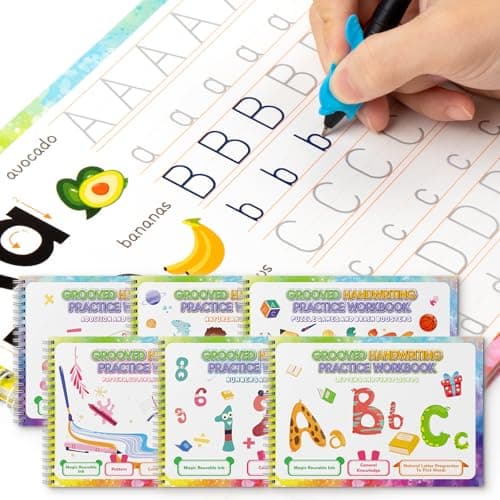 QianShouYan Magic Grooved Writing Practice Books, Grooved Handwriting Practice for Kids 3+, Preschool Learning Activities (6 Books with Pens) - Image 1